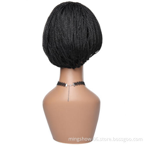 Synthetic lace front bob wigs braided lace wig heat resistance